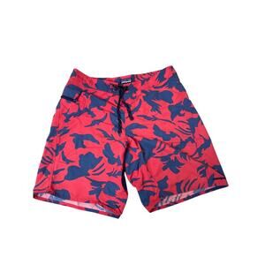 Patagonia Worn Wear Men's Wavefarer Board Shorts Hawaiian print blue/red SZ 34"
